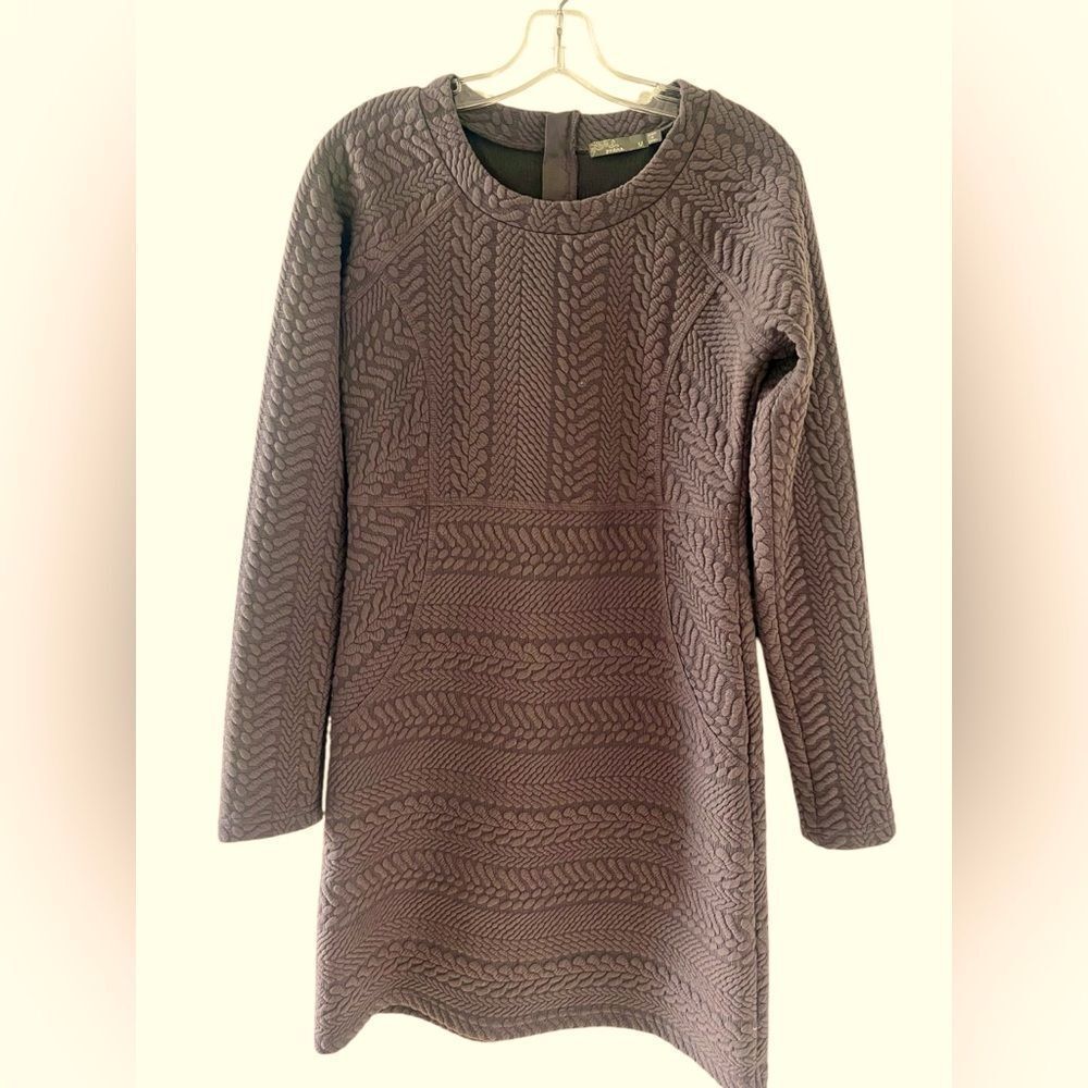 Prana Textured Knit Midi Dress in Mauve Brown